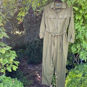 ModCloth Green Linen Jumpsuit